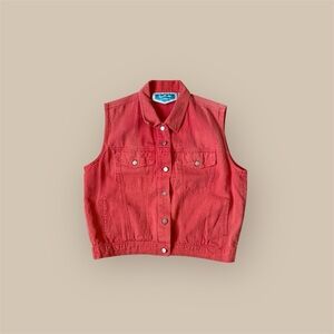 Coral color sleeveless Denim Vest/top